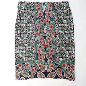 Eci Stretchy Patterned Pencil Skirt Size XL XL Pencil Skirt Green Geometric